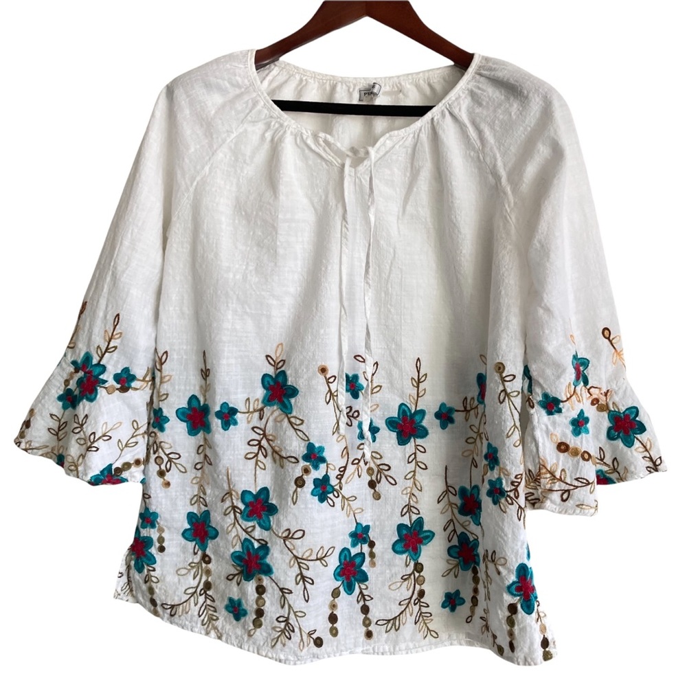 Embroidered Peasant Blouse L